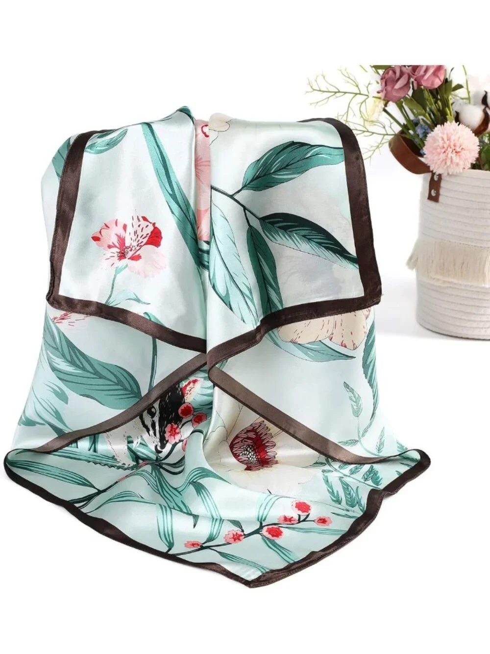 4PCS 35” Satin Large Square Scarves - Silk-Like Neck Wraps & Hair Accessories